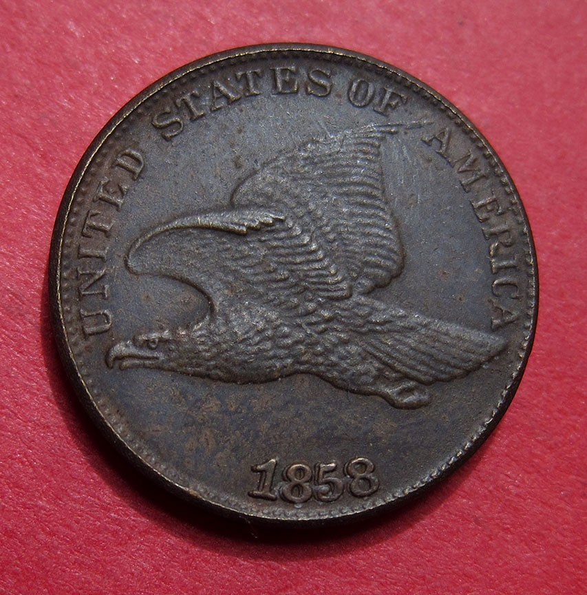 1858-Flying-Eagle-Cent---Counterfeit-With-Major-Doubled-Die