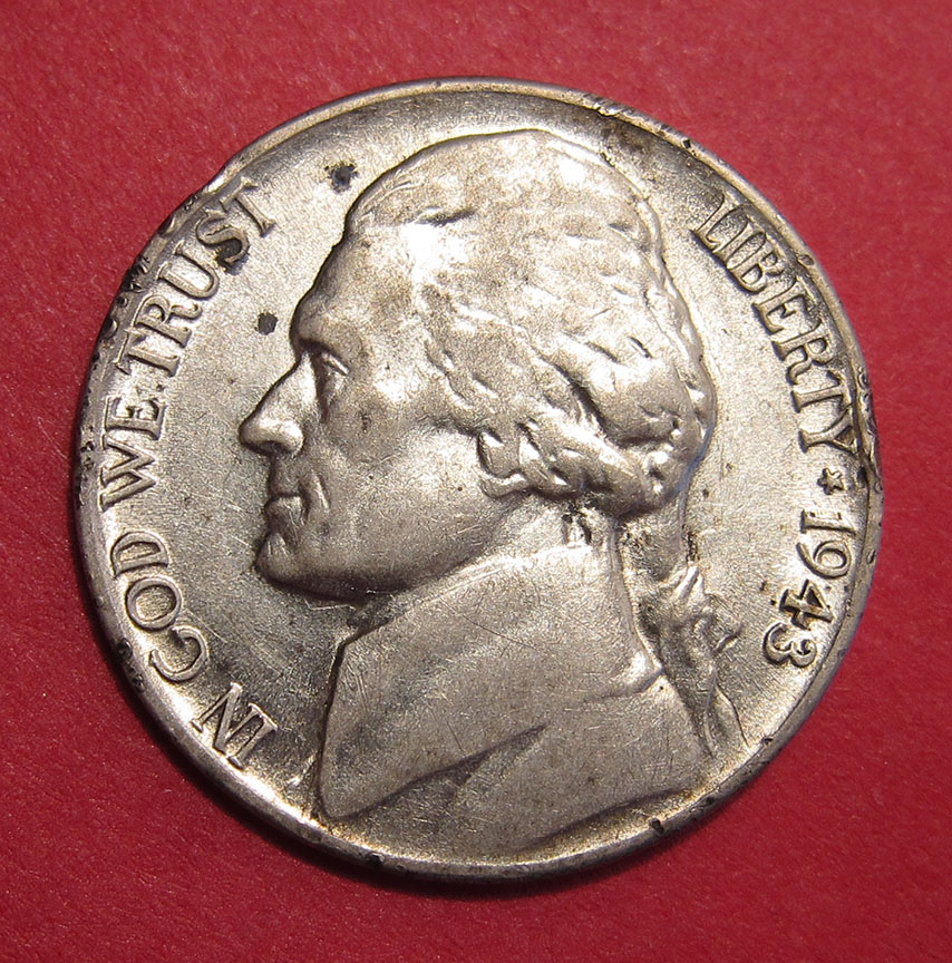 1943-Jefferson-Nickel-Mint-Error---Split-Planchet-After-The-Strike-3.0g