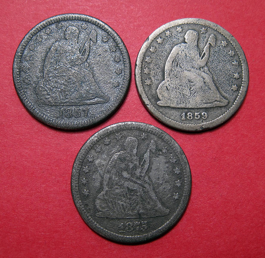 1857-1859-And-1875-Seated-Liberty-Quarters---Cast-Fakes