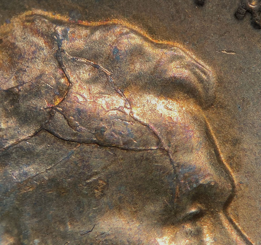 1957-Lincoln-Wheat-Cent-Mint-Error---Retained-Interior-Die-Break