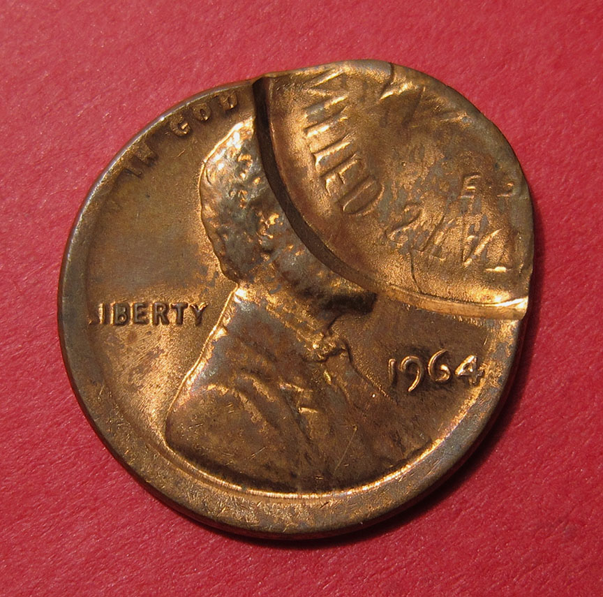 1964-Lincoln-Memorial-Cent-Mint-Error---Broadstruck-W/Brockage
