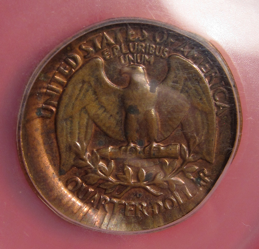 No-Date-Denver-Washington-Quarter-Mint-Error---Capped-Die-Struck-On-Cent-Planchet---Help!