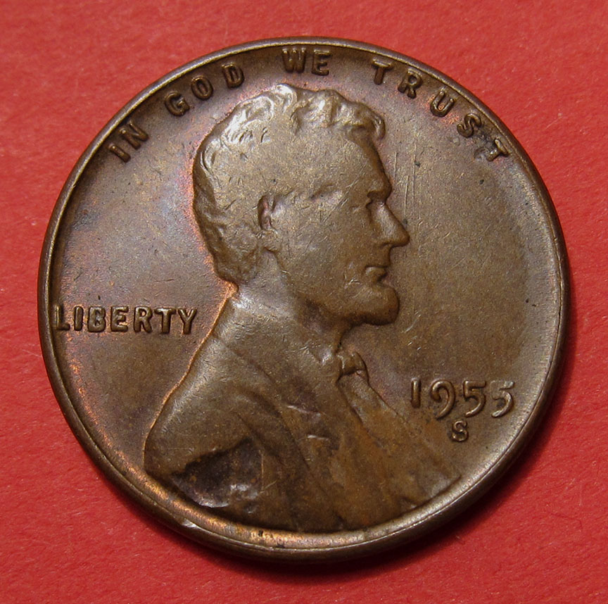 1955-S-Lincoln-Wheat-Cent-Mint-Error---Struck-Through