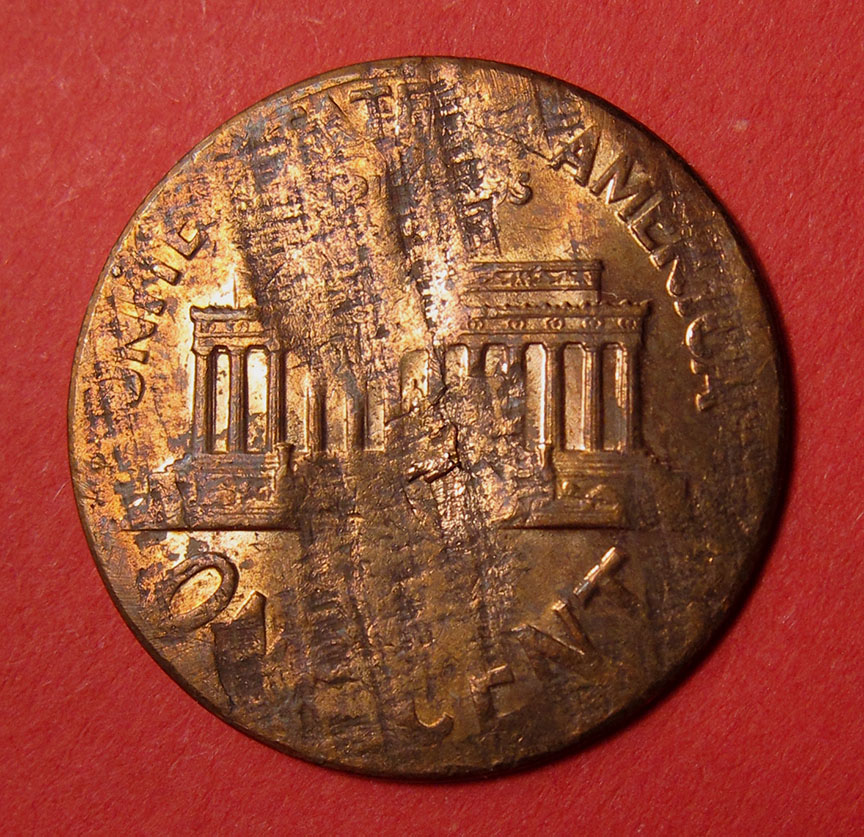 1959-Lincoln-Memorial-Cent-Mint-Error---Struck-On-Split-Planchet-1.51g