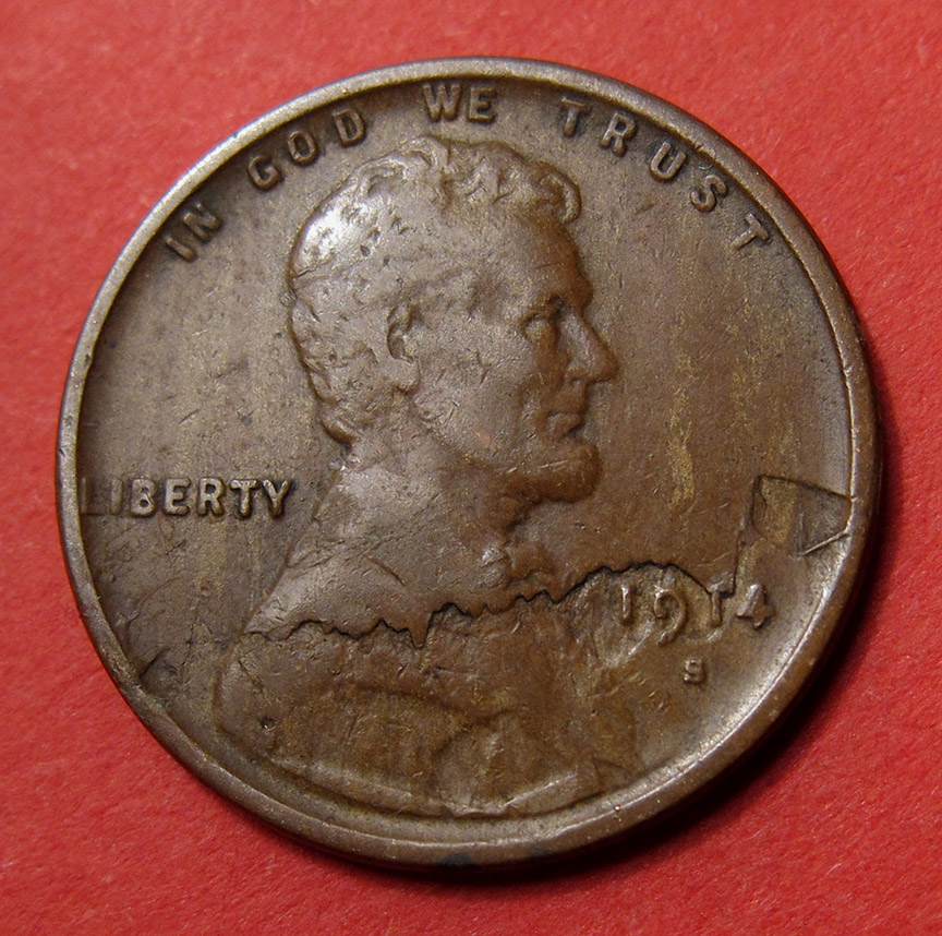 1914-S-Lincoln-Wheat-Cent-Mint-Error---Lamination-Loss