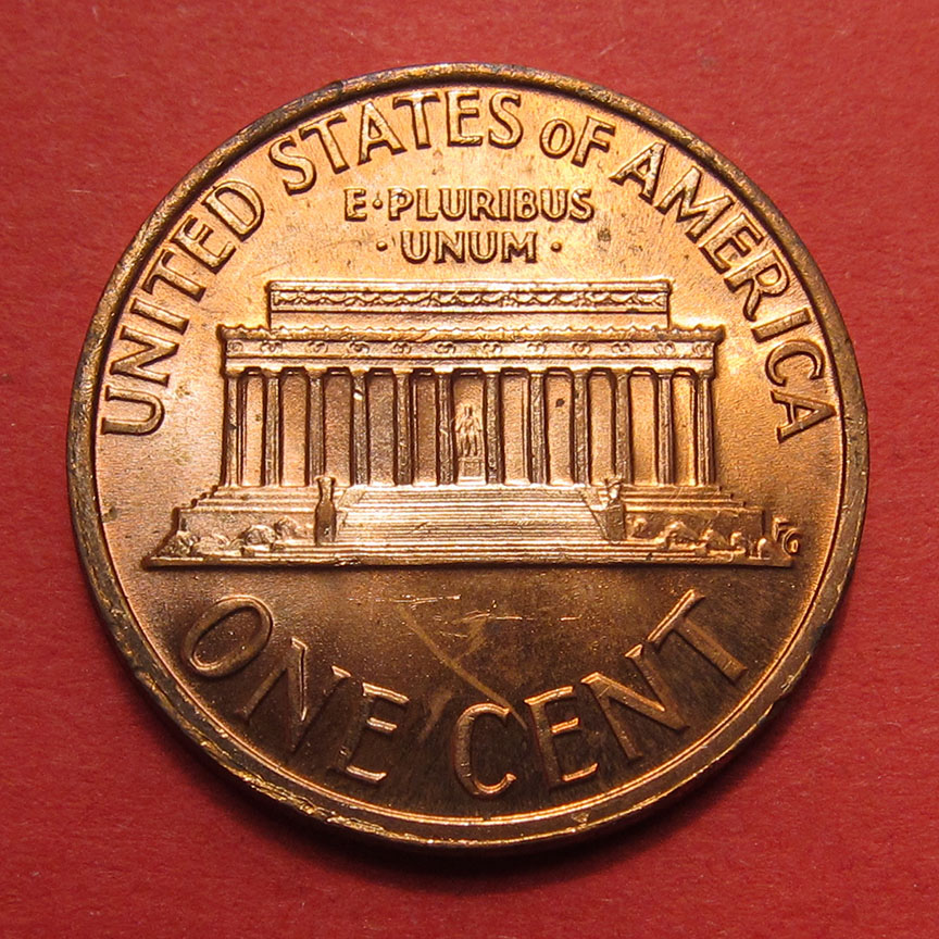 1974-D-Lincoln-Memorial-Cent-Mint-Error---Struck-Through-Die-Cap-4-Coin-Progression
