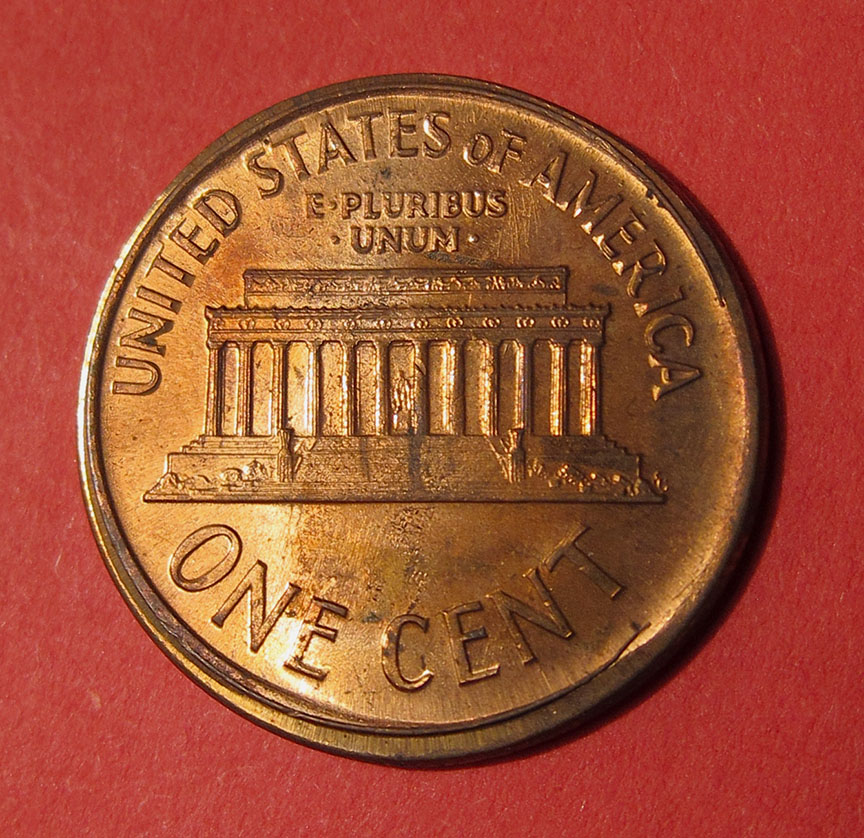1964-Lincoln-Memorial-Cent-Mint-Error---Partial-Collar-Broadstrike