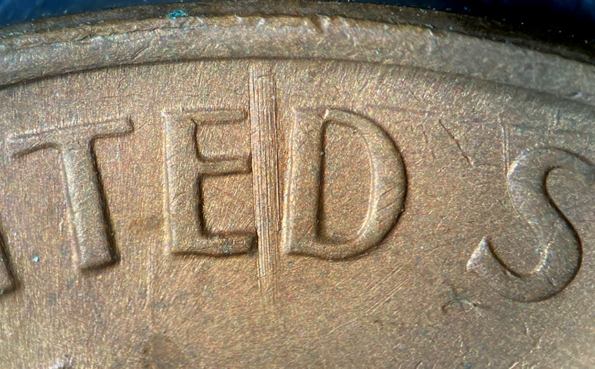 1966-Lincoln-Memorial-Cent-Mint-Error---Textured-Die-Dent