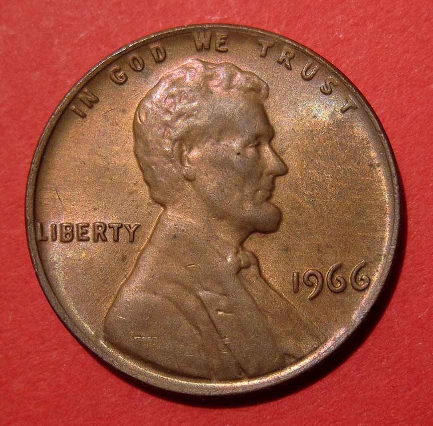 1966-Lincoln-Memorial-Cent-Mint-Error---Textured-Die-Dent