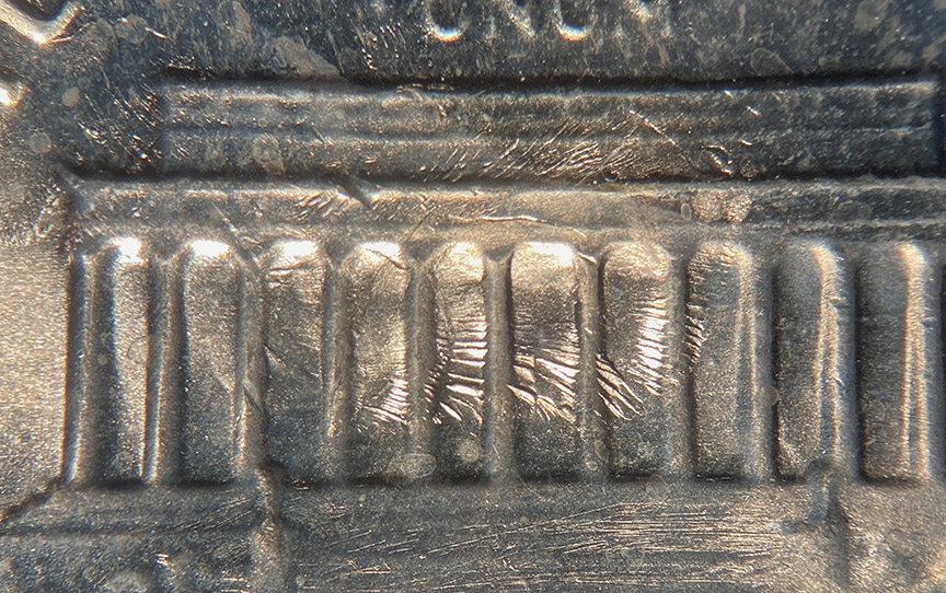 1983-Lincoln-Memorial-Cent-Mint-Error---Marjor-Uniface-Die-Dents