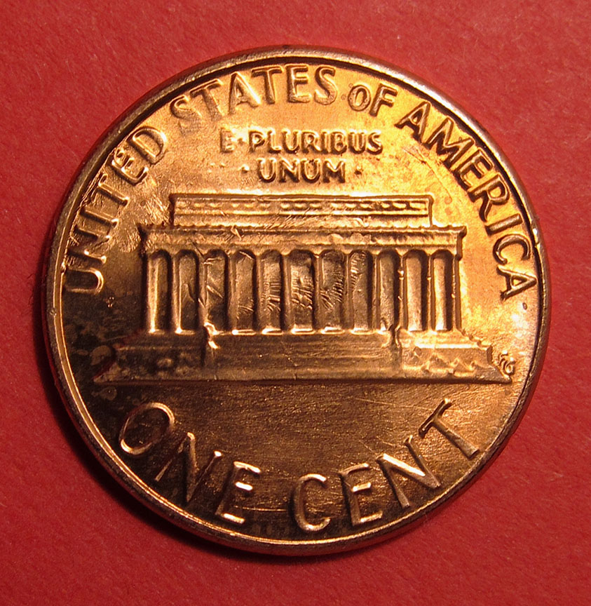 1983-Lincoln-Memorial-Cent-Mint-Error---Marjor-Uniface-Die-Dents