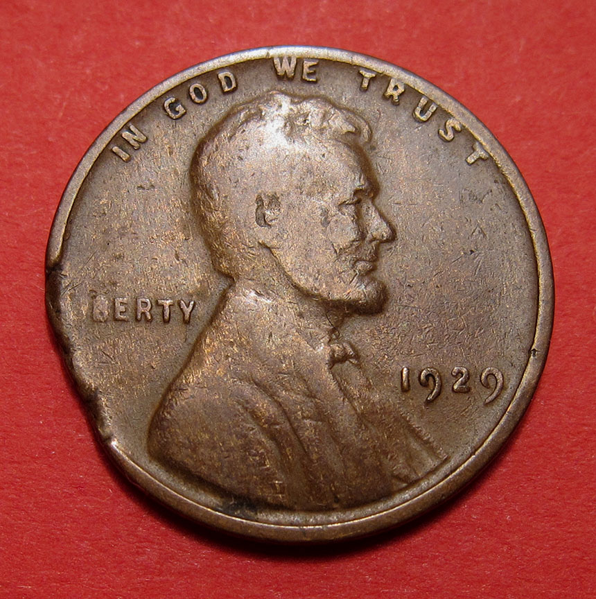 1929-Lincoln-Wheat-Cent-Mint-Error---Clipped-Planchet