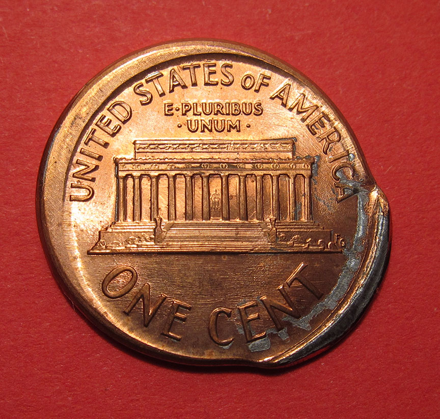1989-Lincoln-Memorial-Cent-Mint-Error---Broadstruck-W/-Partial-Brockage