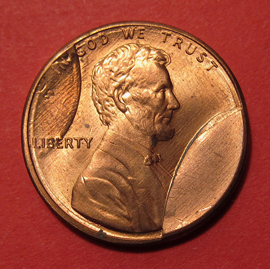 1987-Lincoln-Memorial-Cent-Mint-Error---Large-Cud-With-Floating-Die-Clash