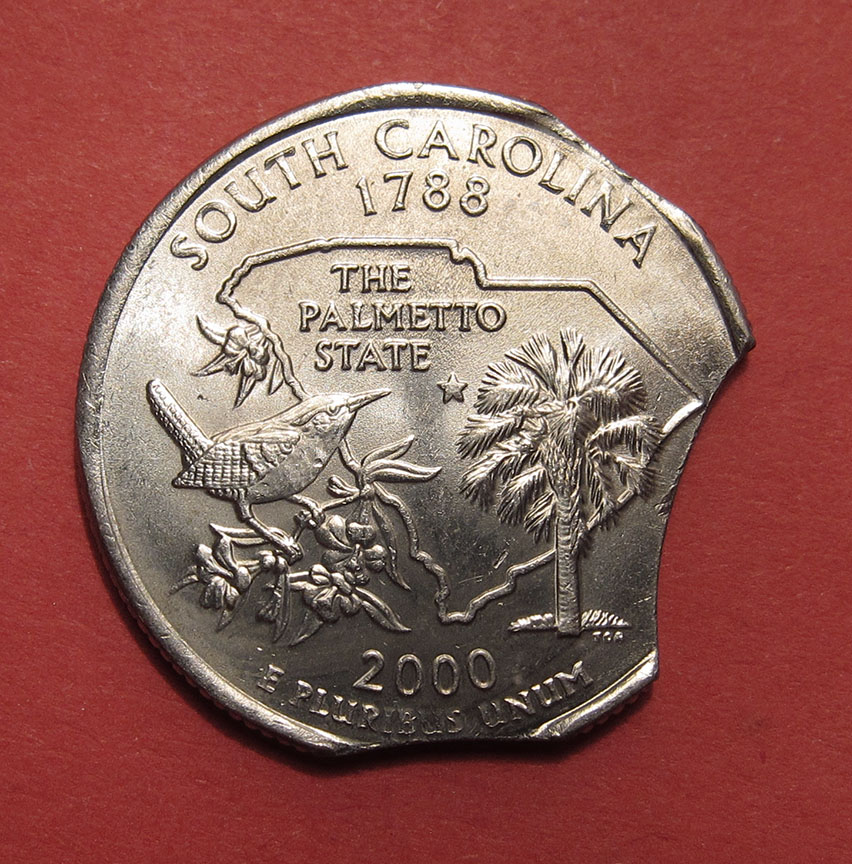 2000-D-South-Carolina-State-Quarter-Mint-Error---Triple-Clipped-Planchet