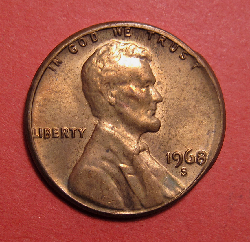 1968-S-Lincoln-Cent-Mint-Error---Broken-Collar