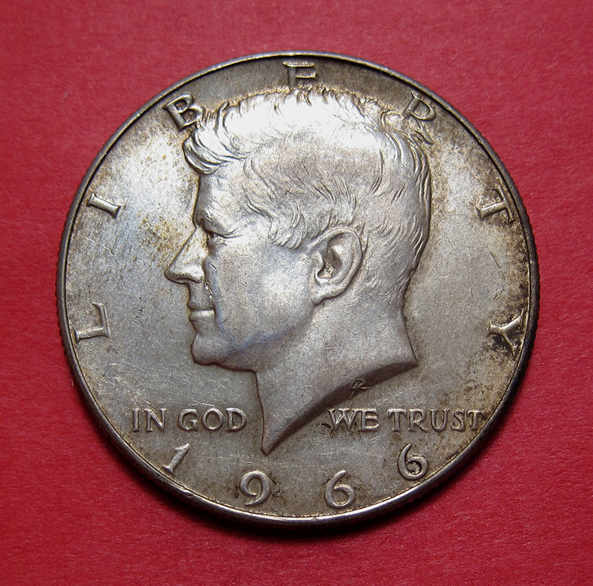 1966-Kennedy-Half-Dollar-Mint-Error---Lost-Clamshell-Lamination-10.91g