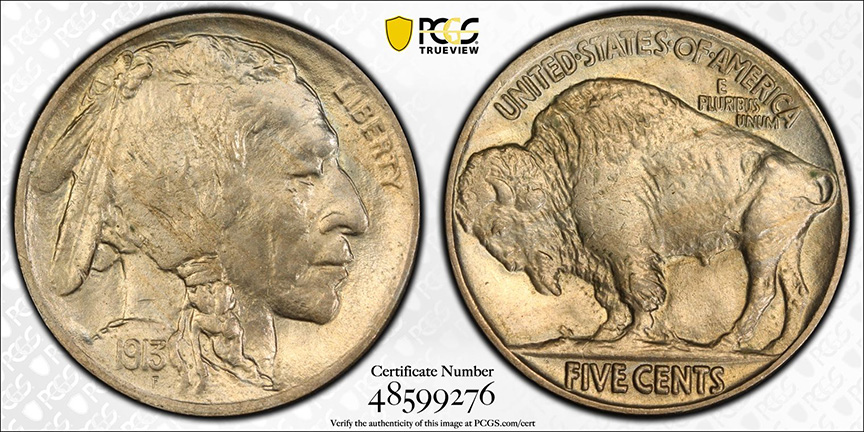 1913-Buffalo-Nickel-Type-2-Doubled-Die---FS-1801