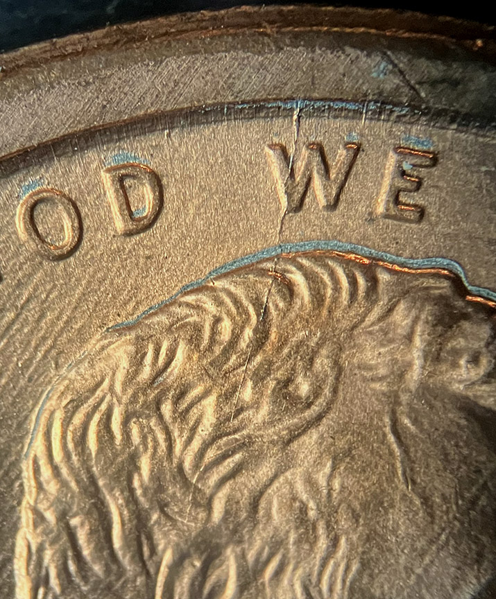 No-Date-Lincoln-Memorial-Cent-Mint-Error---Partial-Brockage