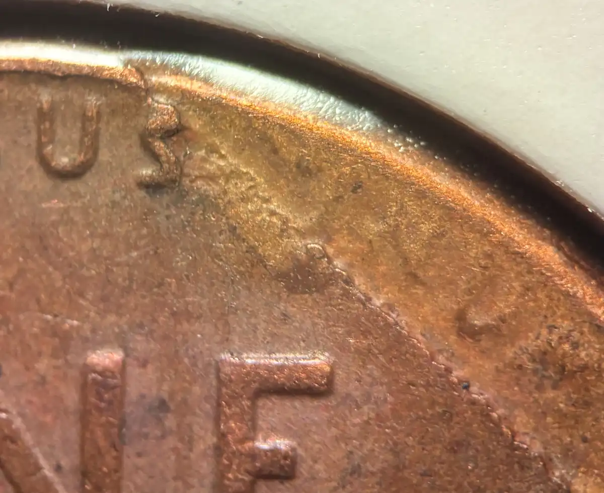 1958-Lincoln-Wheat-Cent-Mint-Error---Split-After-Strike