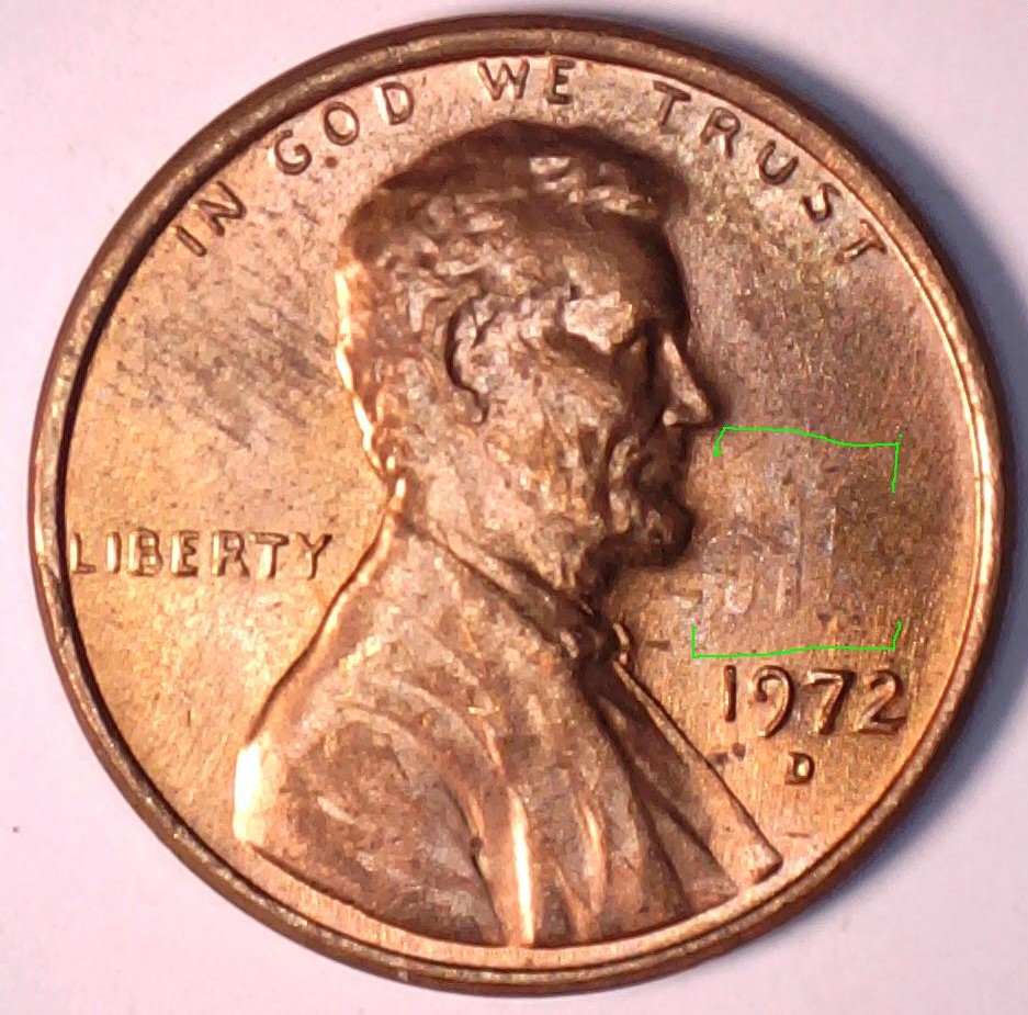 1972-D-Lincoln-Cent-Rim-Cud/Clash-Obverse