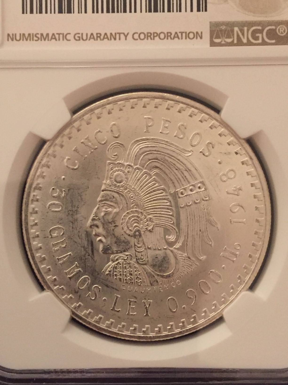 Got-My-First-Slabbed-Coin-Today.....ms-63-1948-Cuauht�moc-5-Pesos