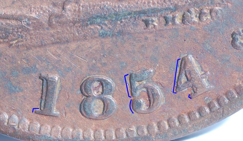 1854-Upper-Canada-One-Half-Penny-Token..with-Doubling..