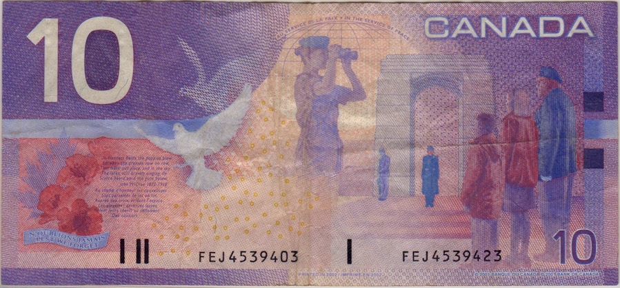 1954-Canadian-One-Dollar-Notes-With-Mismatched-Serial-Numbers