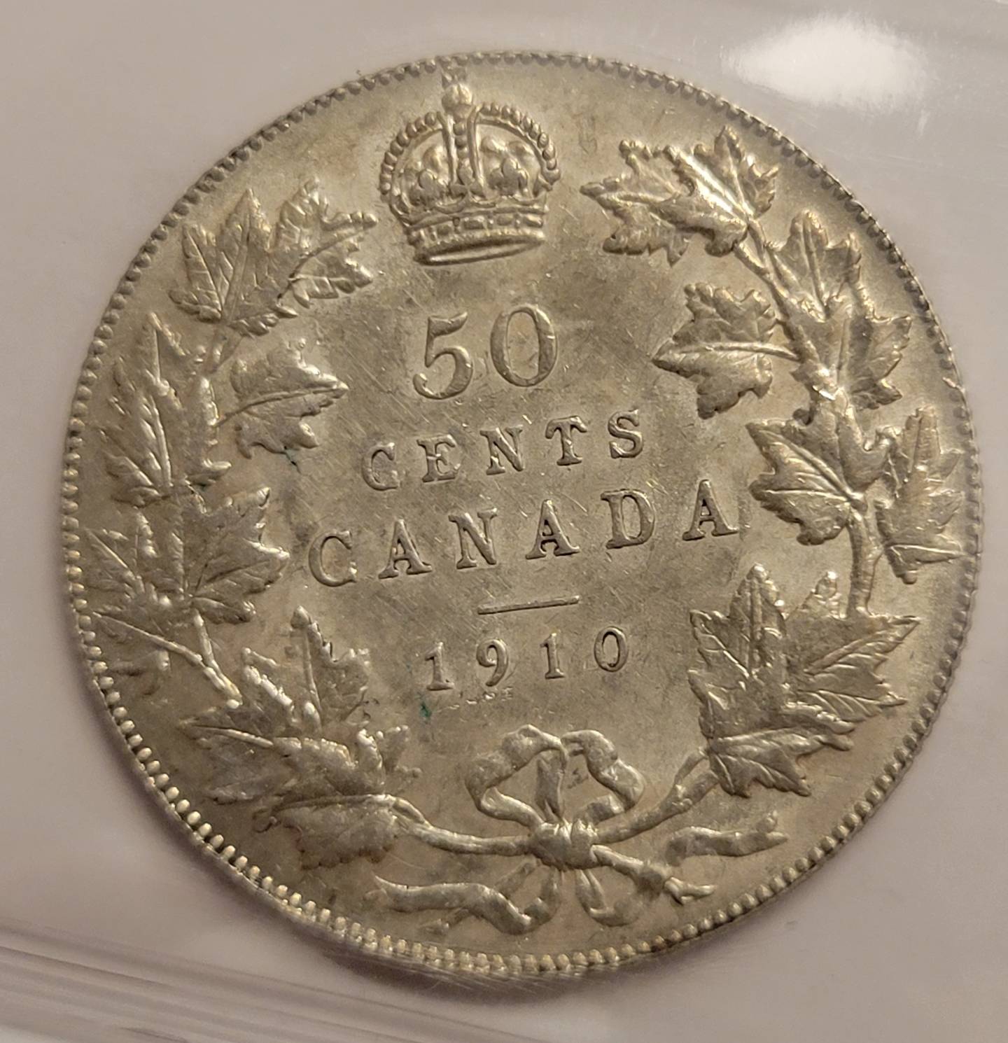 1910-Canada-50c:-Edwardian-Leaves-Or-Victorian,-Grade?