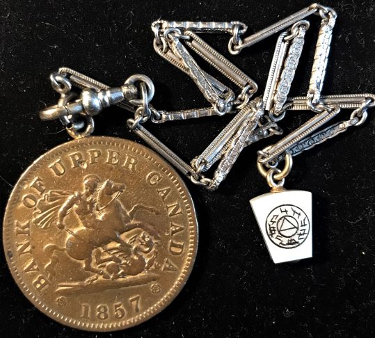 1857-Upper-Canada-Penny-As-A-Watch-Fob