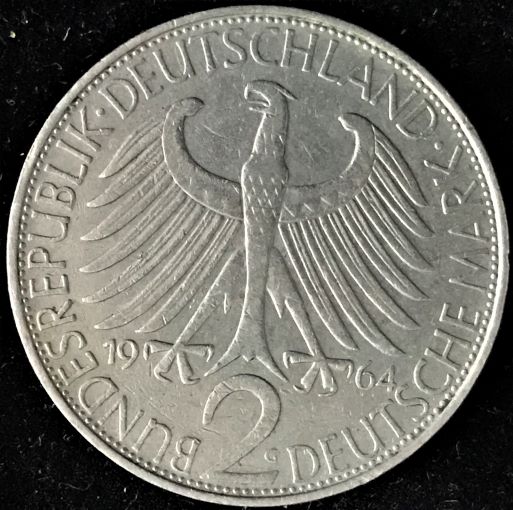 1964-West-German-2-Mark-Coin-With-Doubling