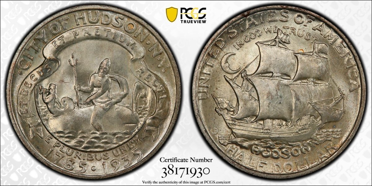 Whale-Wednesday:-1935-Hudson-Sesquicentennial-Half-Dollar-Commemorative-PCGS-MS-67