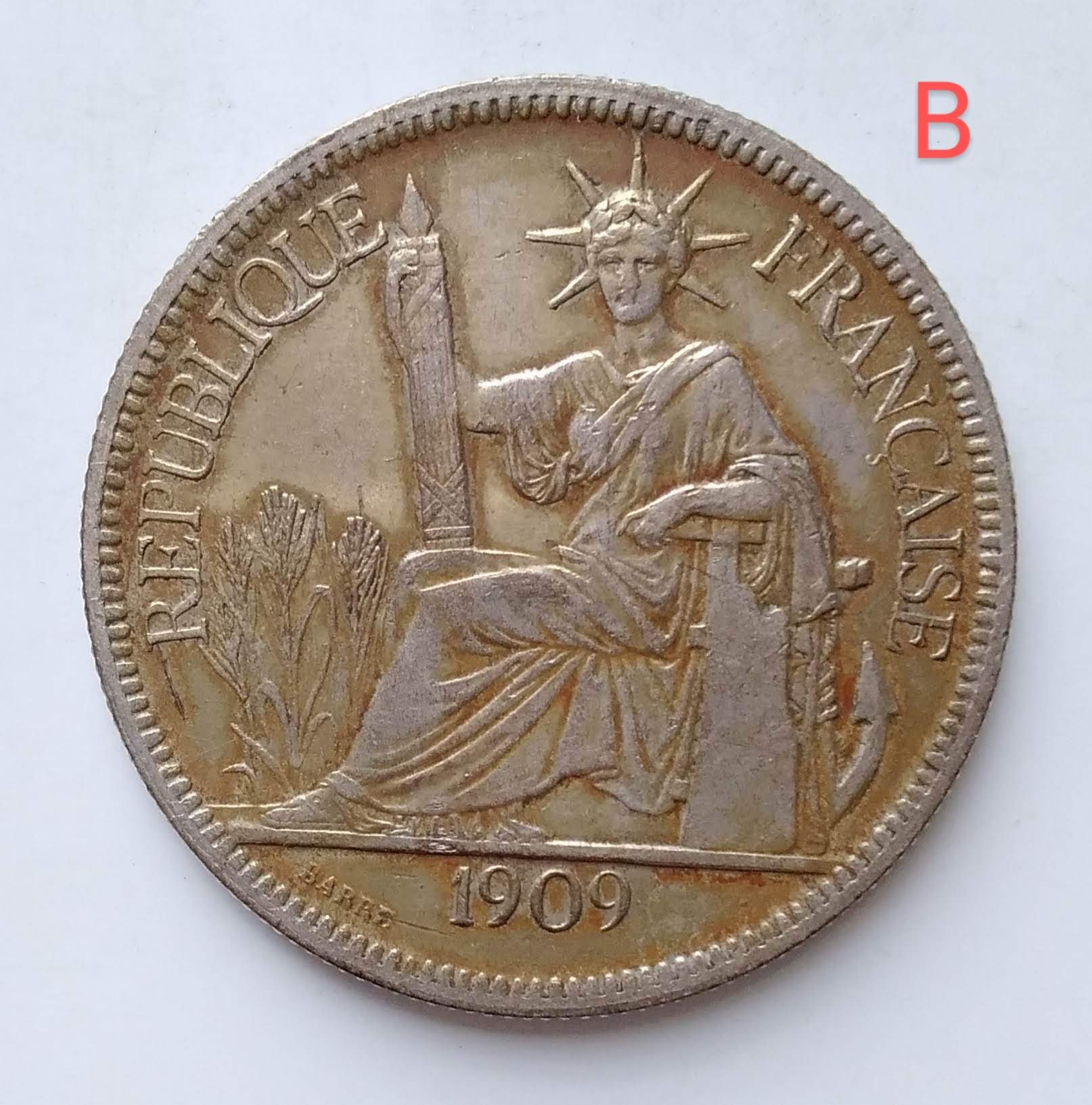 1909-French-Indo-China-Piastre.-Probably-A-Contemporary-Fake-Or-Was-It-A-Fraud-From-The-Mint?
