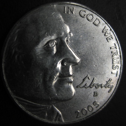 2005-Jefferson-Nickel-Struck-Through-Grease?