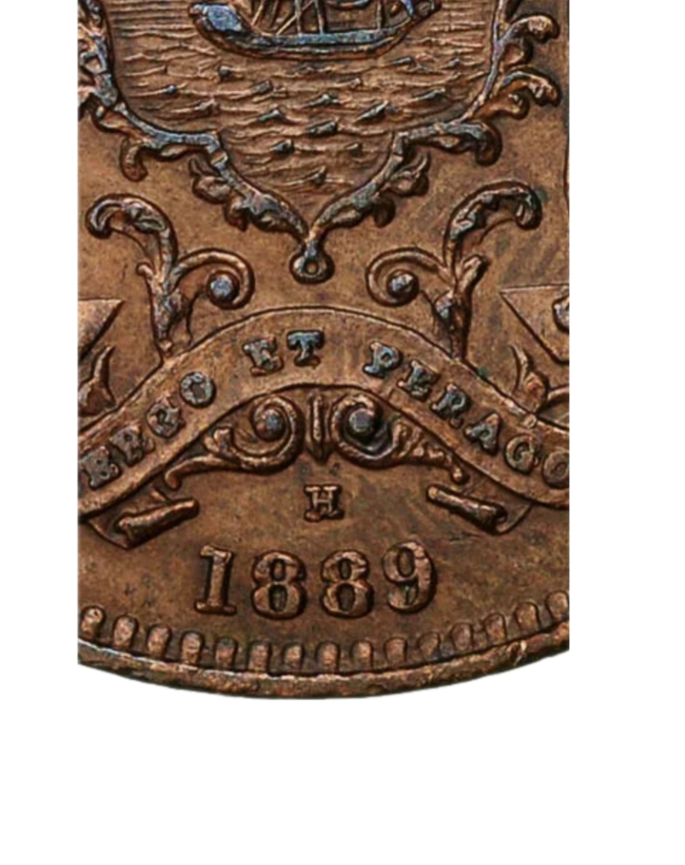 1899-H-North-Borneo-One-Cent-9/8-Overstrike---There-Were-No-Coins-Made-In-1899