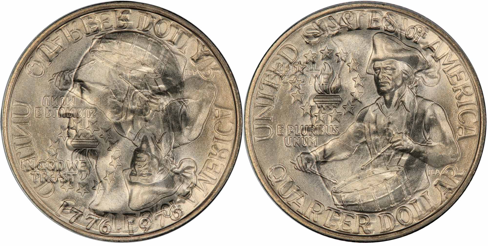 1976-Bicentennial-Quarter-With-Abraded-Die-Clash.