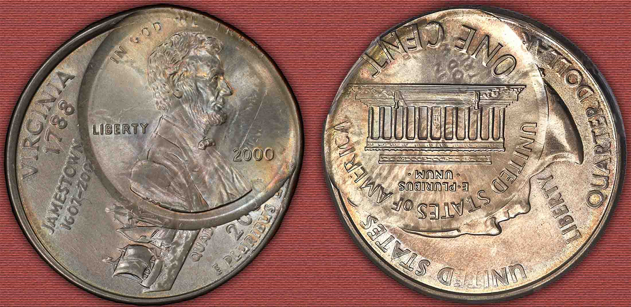 2000-Virginia-State-Quarter-Overstruck-With-2000-Cent-PCGS-MS-66