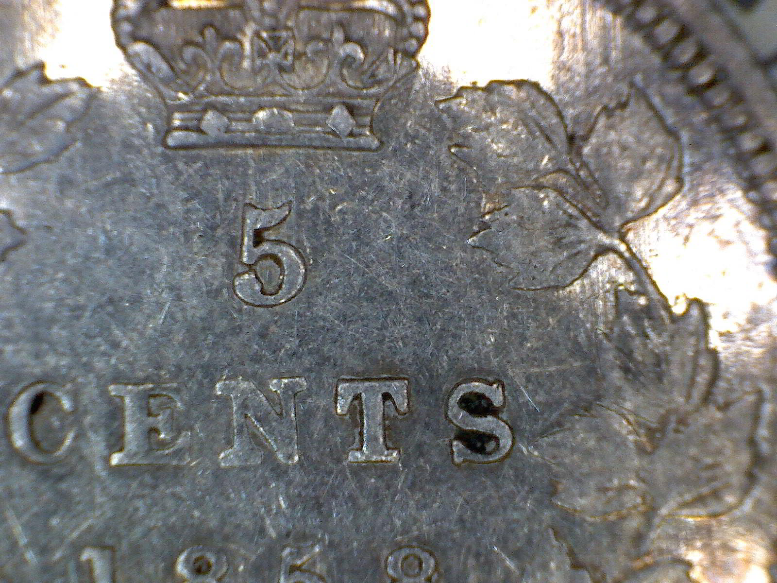 Another-1858-5-Cent-Variety.-Large-Denomination