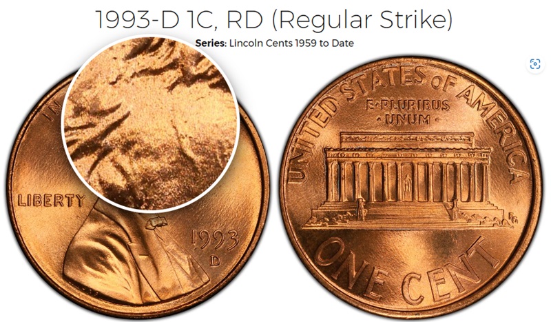 1993-D-Penny------Head-Error-Strike-Through-?