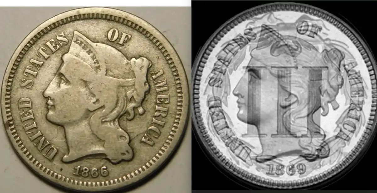1866-Three-Cent-Nickel-Odd-Looking-Perhaps-A-Stuck-Thru?