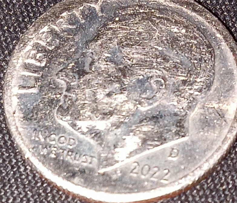2022-D,-US-Dime-Off-Center-With-Flat-Rim