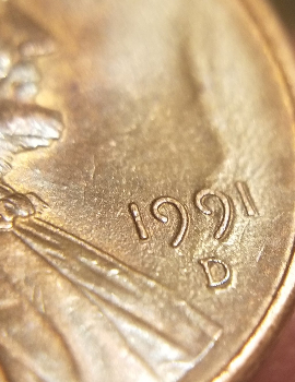 1991-D-Lincoln-Cent--'Lightning-Bolt'-Error/Cud-Error?