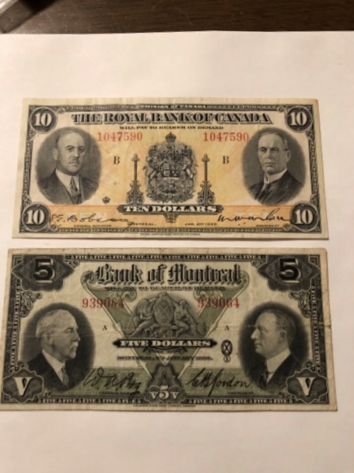 1912-Dominion-Of-Canada-$5-Bill-And-Others