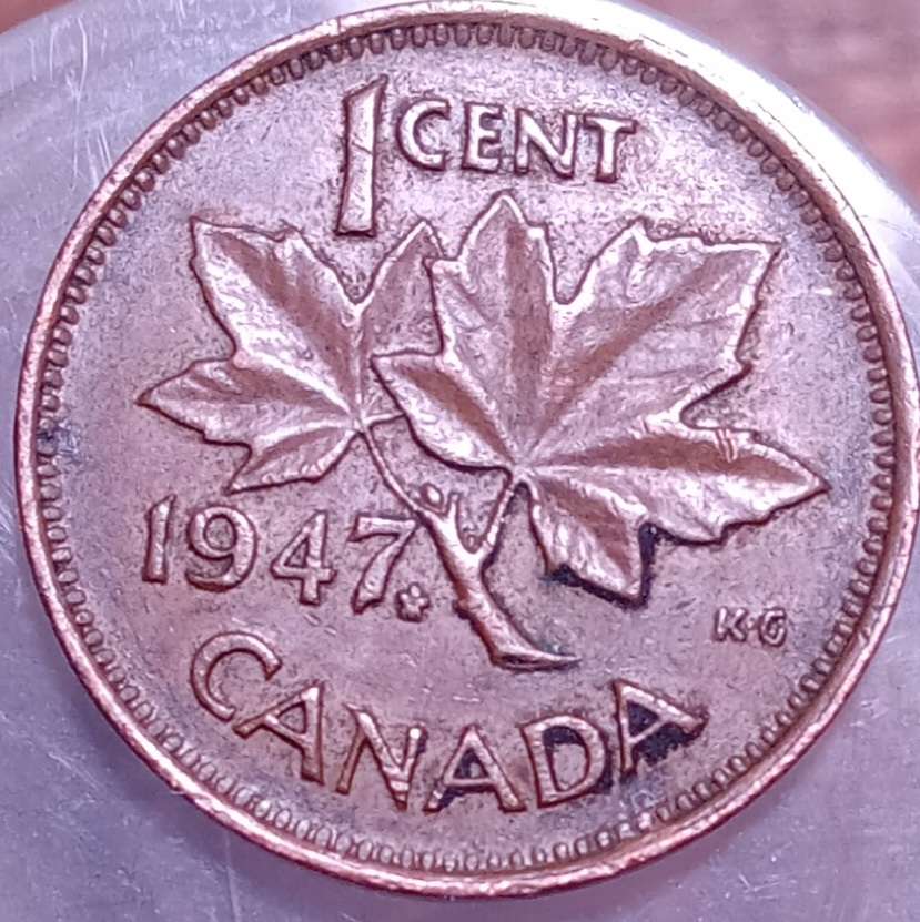 1947-Canada-1-Cent.-Minted-In-1948,-With-Sharp-7.