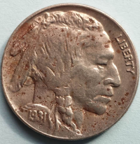 1931-S-Buffalo-Nickel-W/-Black-Spots