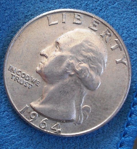 1964-D-Washington-Quarter-With-Raised-Lines-In-America's-Field-And-Letters