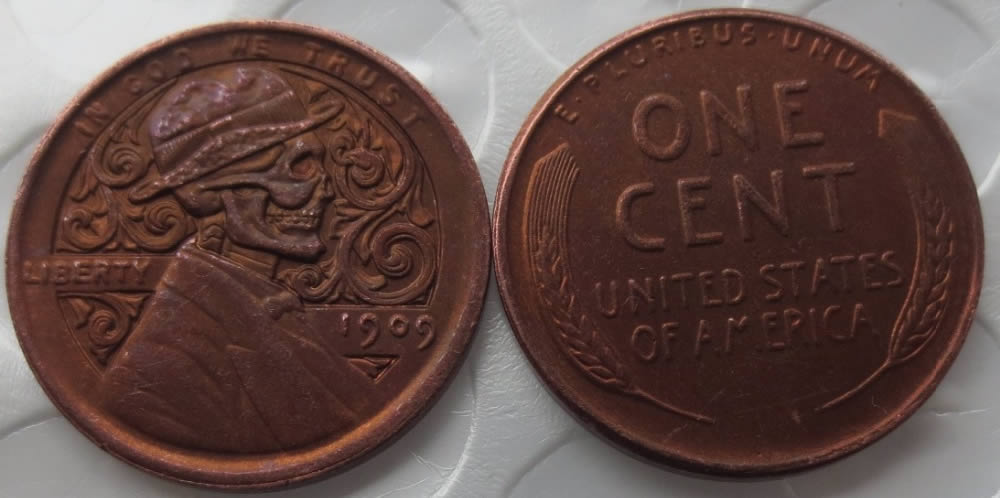 Hobo-Pennies,-Nickels-And-A-Morgan-Dollar