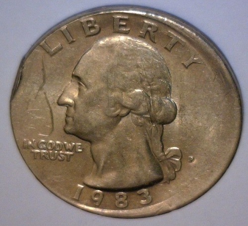 1983-P-Washington-25c-Error,-No-Reeding