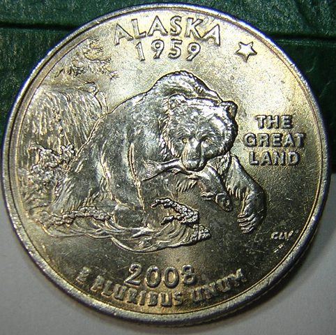 2008-P-Alaska-Quarter-Clashed-&-Crumbled-&-Extra-Claw