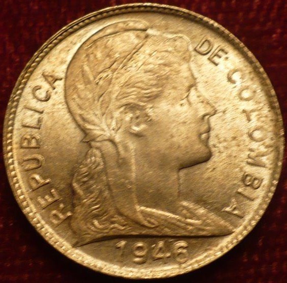 Colombia-2-Centavos-1946/36-Die-Cracks-And-Cud